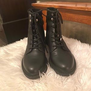Wind Lug Lace Up Booties - Black. Like new!